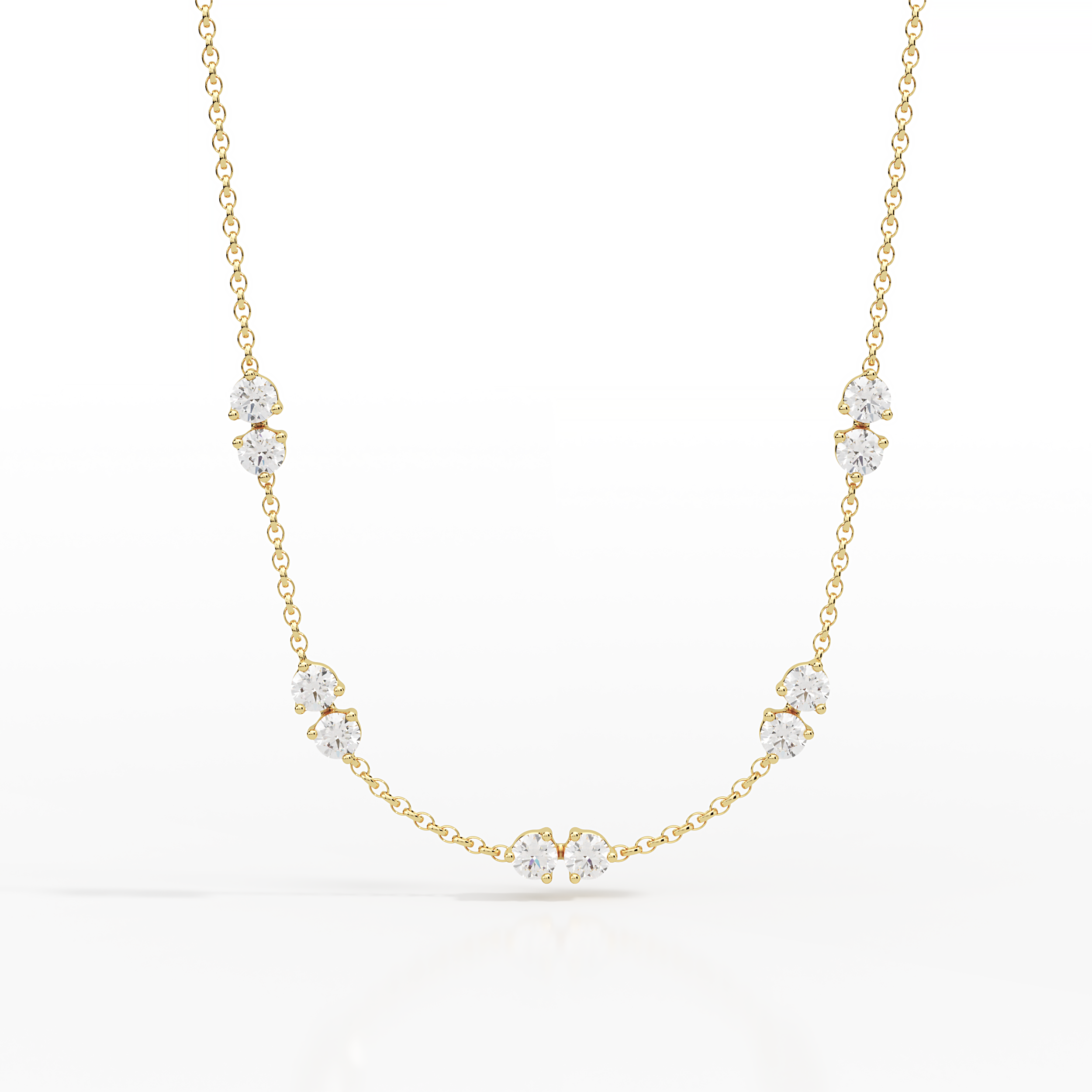 שרשרת זהב עדינה עשרה יהלומים