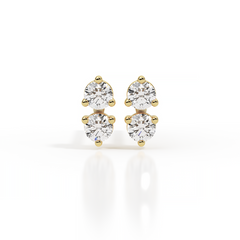 עגיל זהב עם שני יהלומים