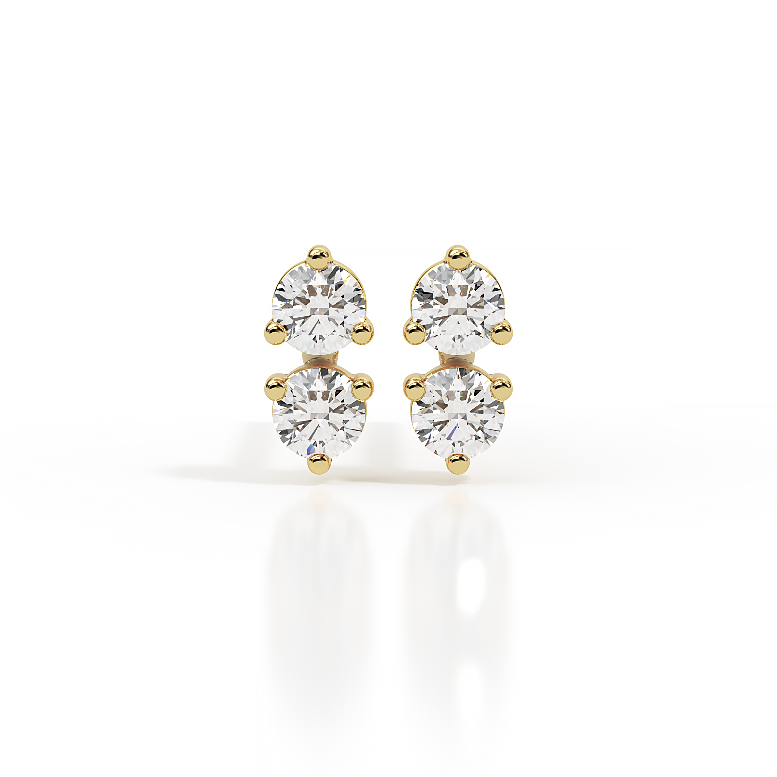 עגיל זהב עם שני יהלומים