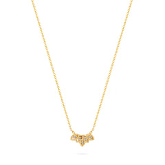 שרשרת זהב עדינה לאישה עם תליון תחרה משובץ יהלומים