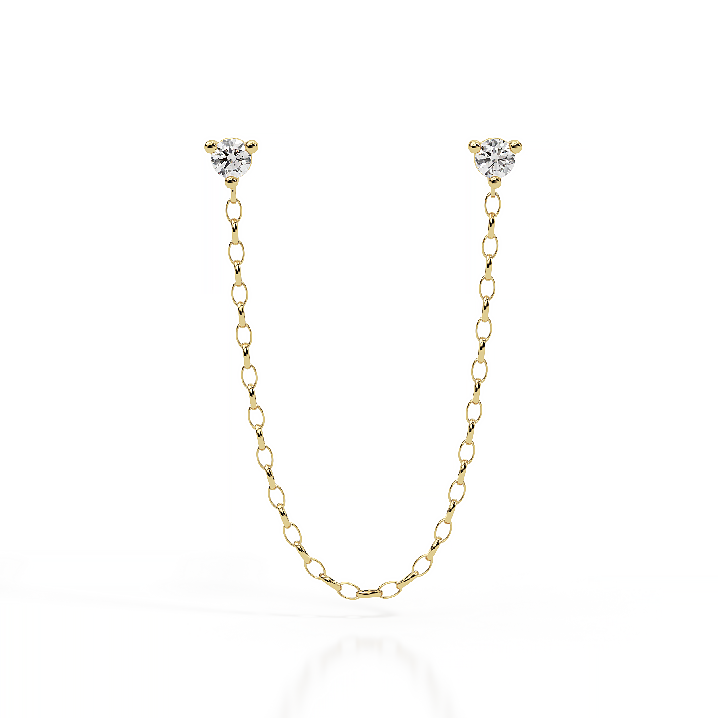 עגיל שני יהלומים לשני חורים