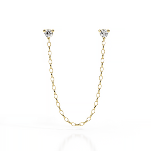 עגיל שני יהלומים לשני חורים