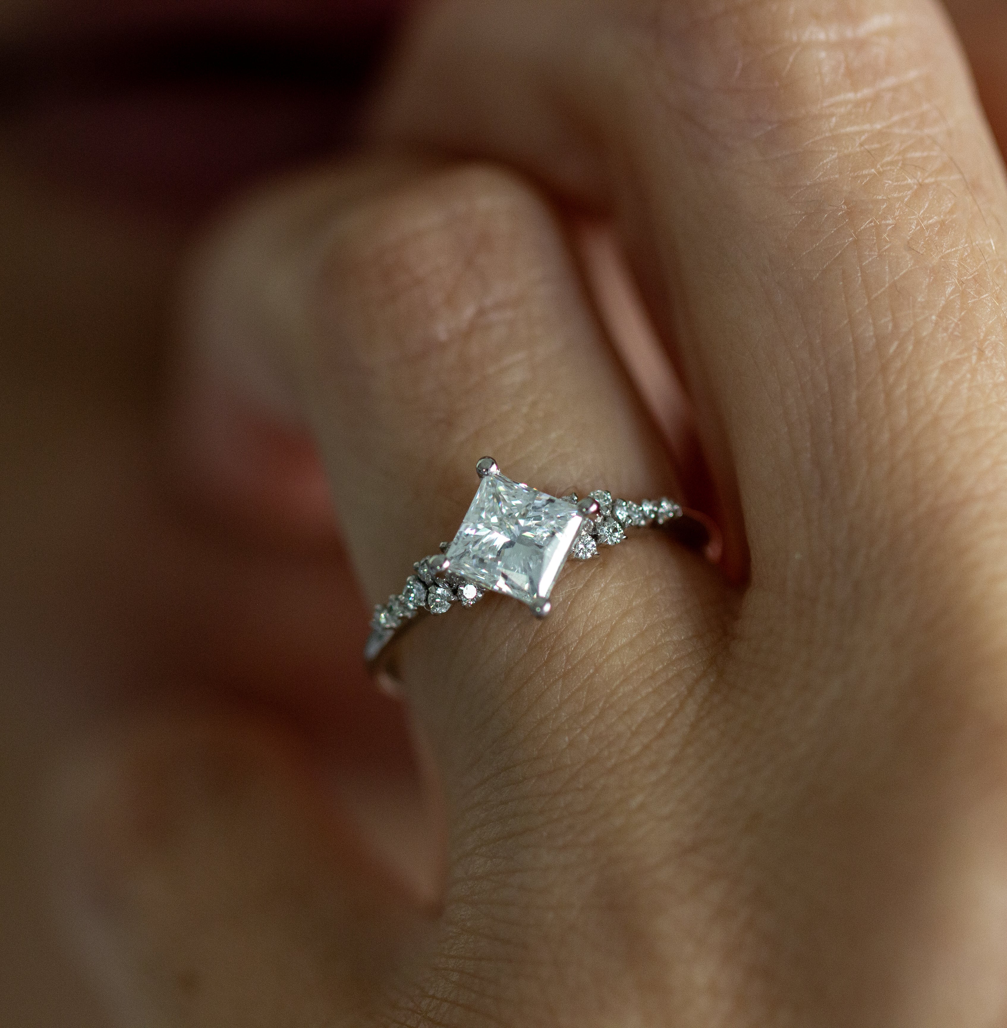 טבעת זהב עם יהלום פרינסס