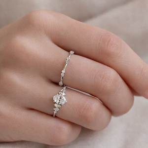 טבעת זהב ויהלומים קרן