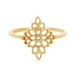 טבעת זהב מרשימה בטקסטורת עלים