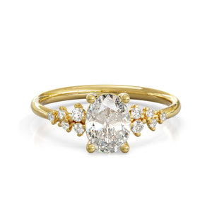 טבעת זהב ויהלומים קרן