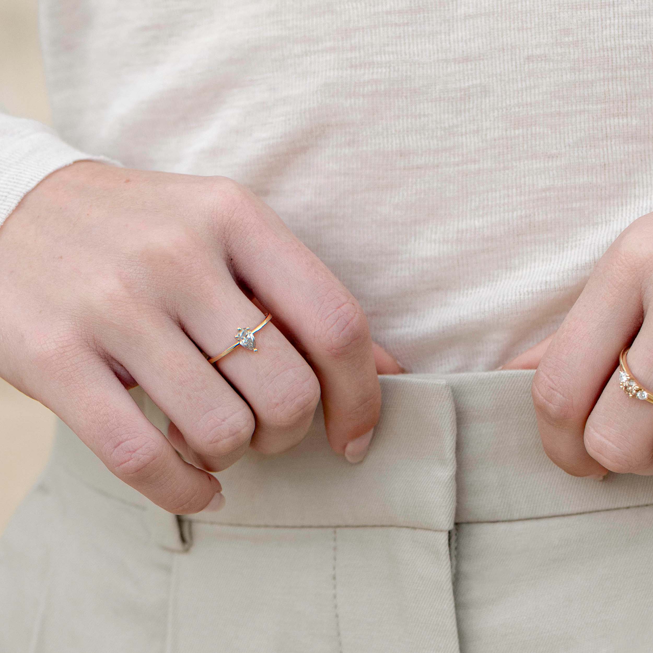 טבעת קליסטו יהלום שמפניה