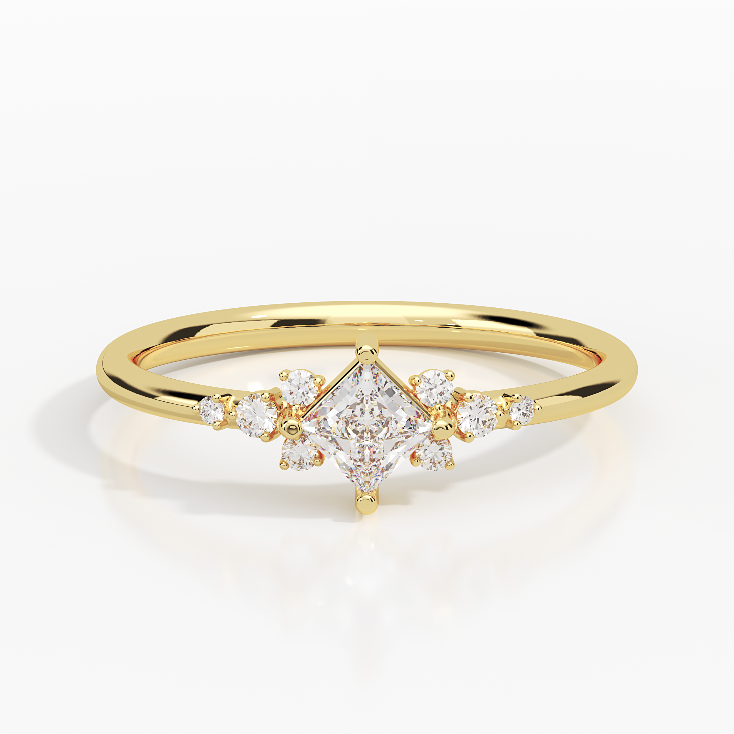 טבעת זהב ויהלומים פרינסס