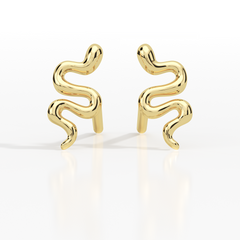 עגילי נחש צמודים מזהב