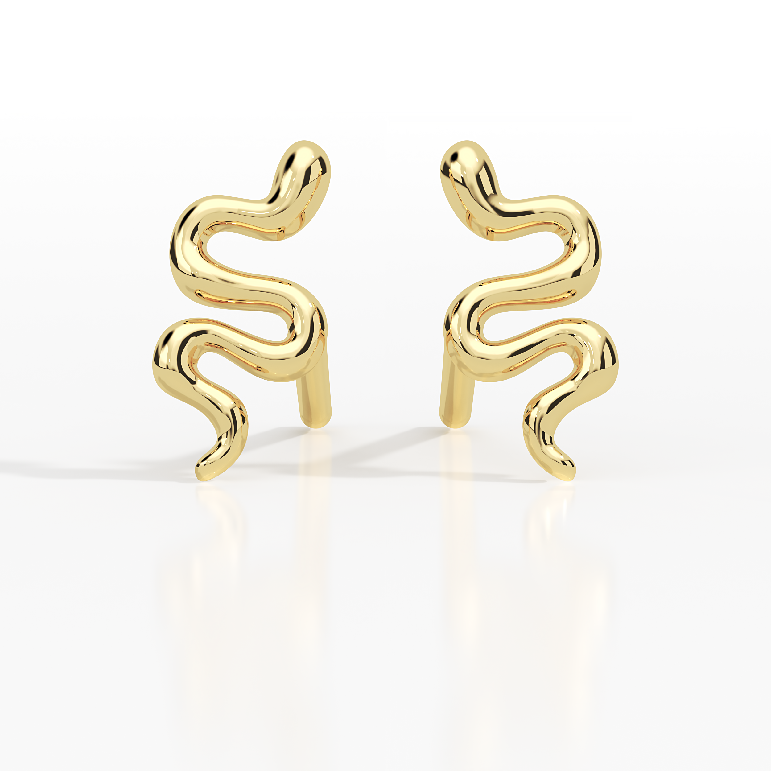 עגילי נחש צמודים מזהב