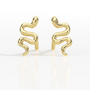 עגילי נחש צמודים מזהב