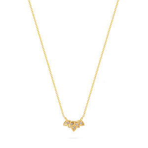 שרשרת זהב עדינה לאישה עם תליון תחרה משובץ יהלומים