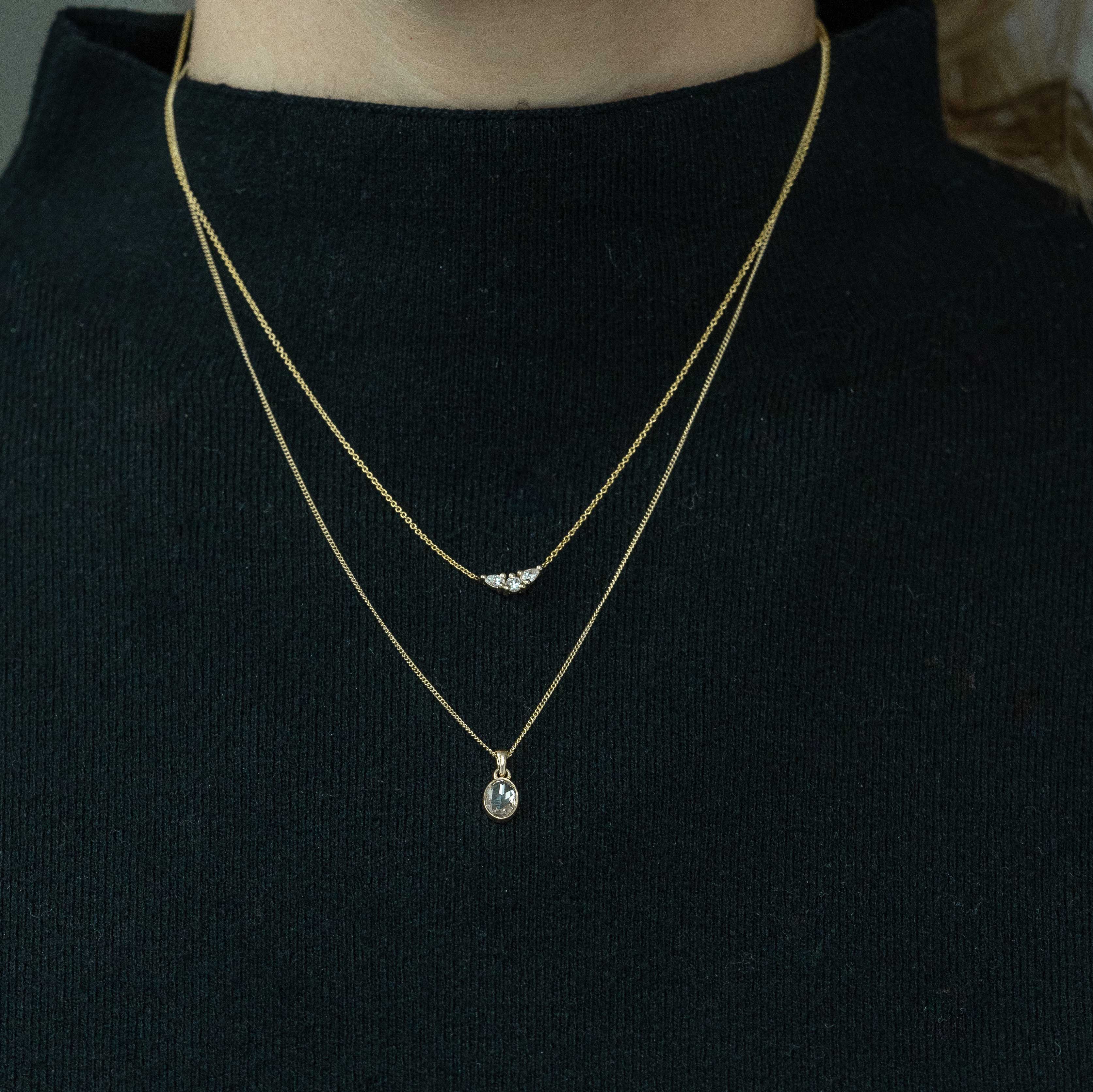 שרשרת זהב ויהלום שמפניה