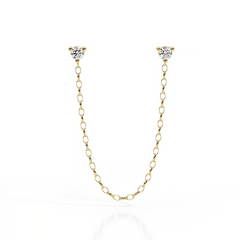 עגיל שני יהלומים לשני חורים