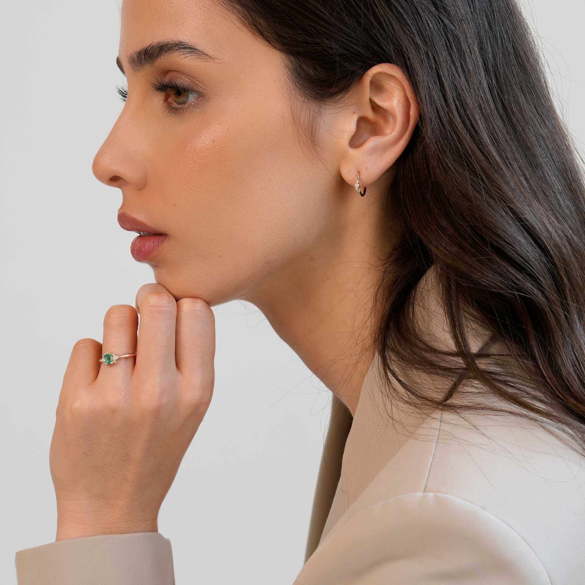 טבעת זהב ויהלום אמרלד קט