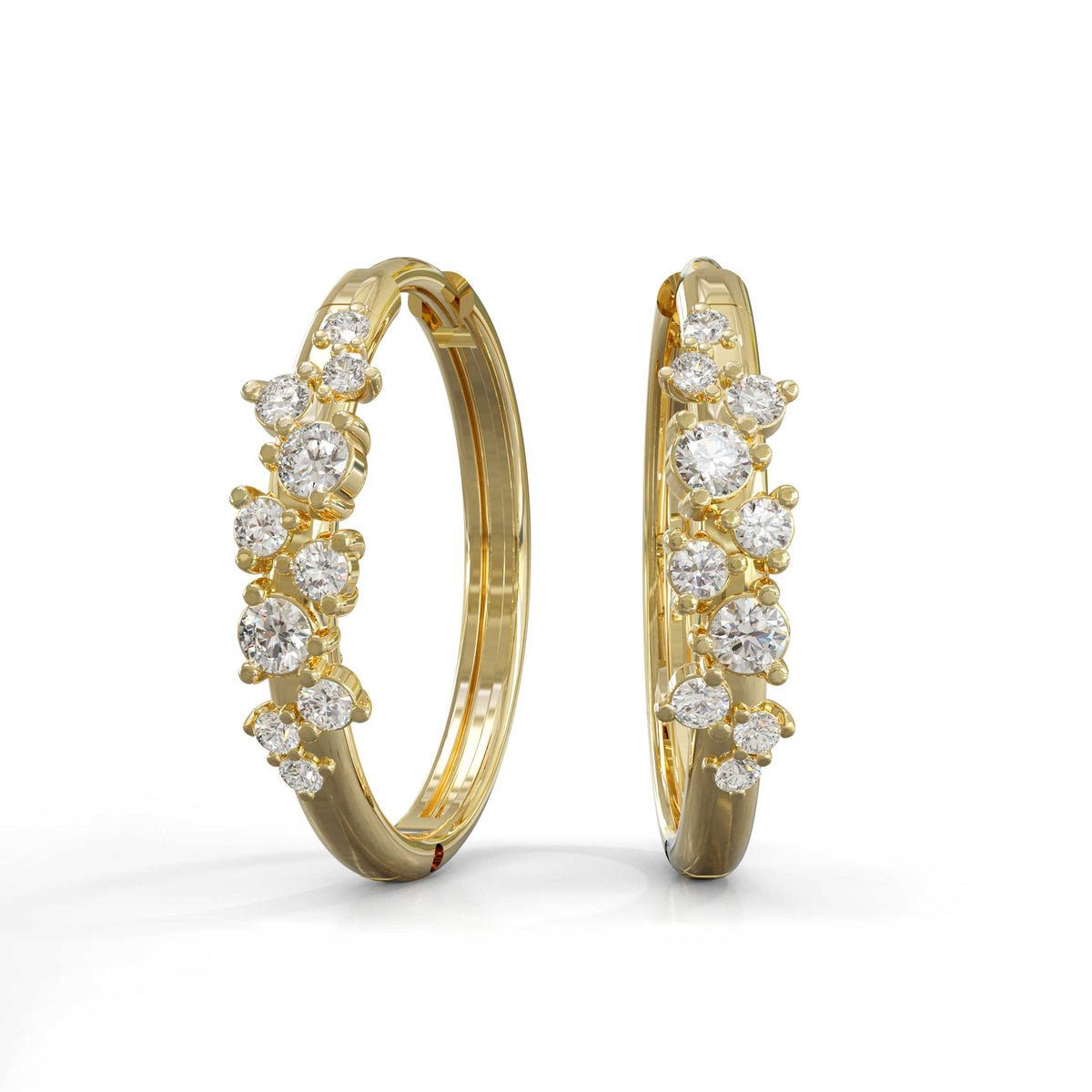 עגילי חישוק נגה זהב ויהלומים