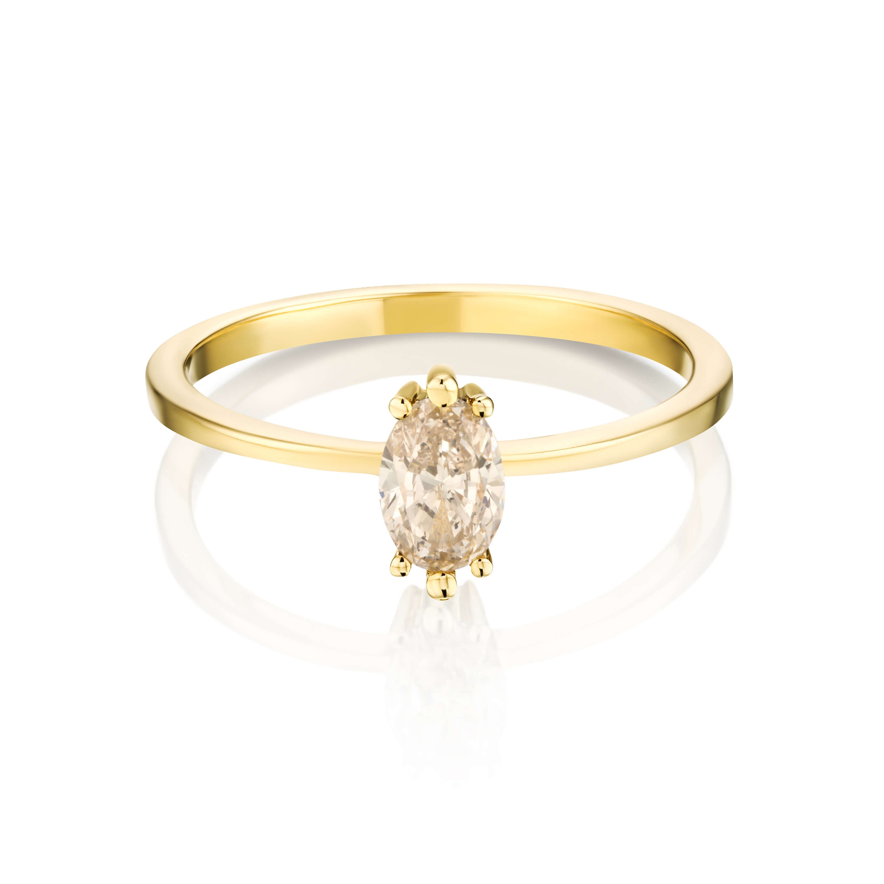 טבעת אמיליה יהלום שמפניה