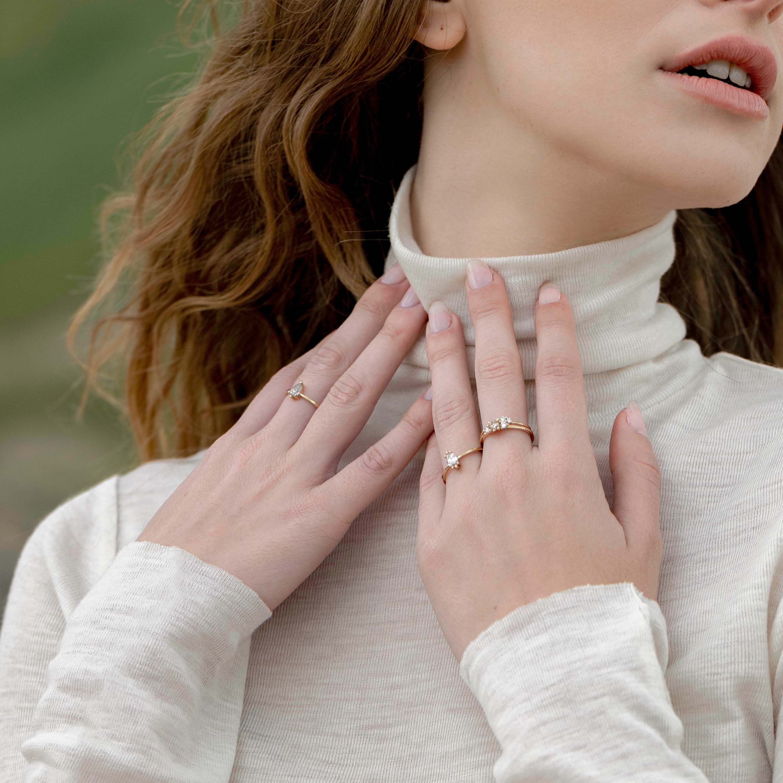 טבעת קליסטו יהלום שמפניה